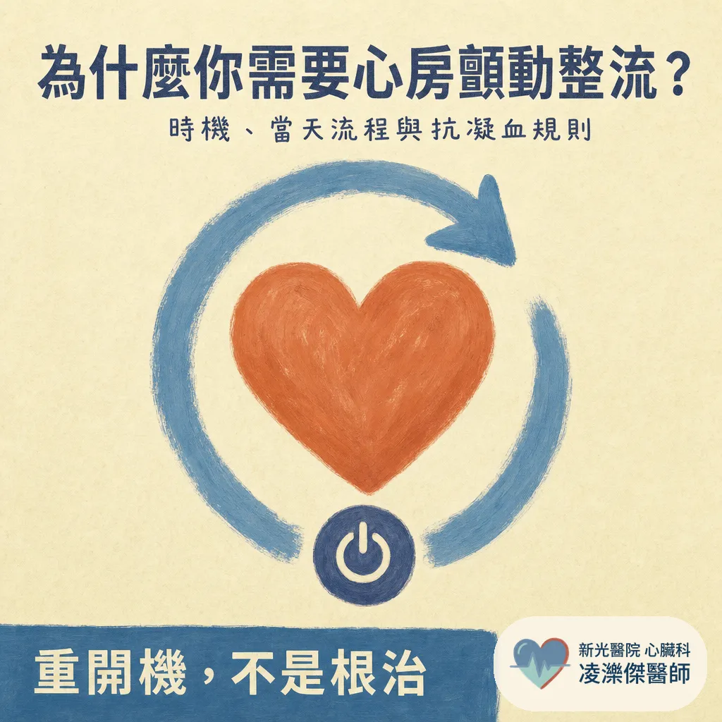 為什麼你需要心房顫動整流（電擊整流）？時機、當天流程與最重要的抗凝血規則 圖卡 1