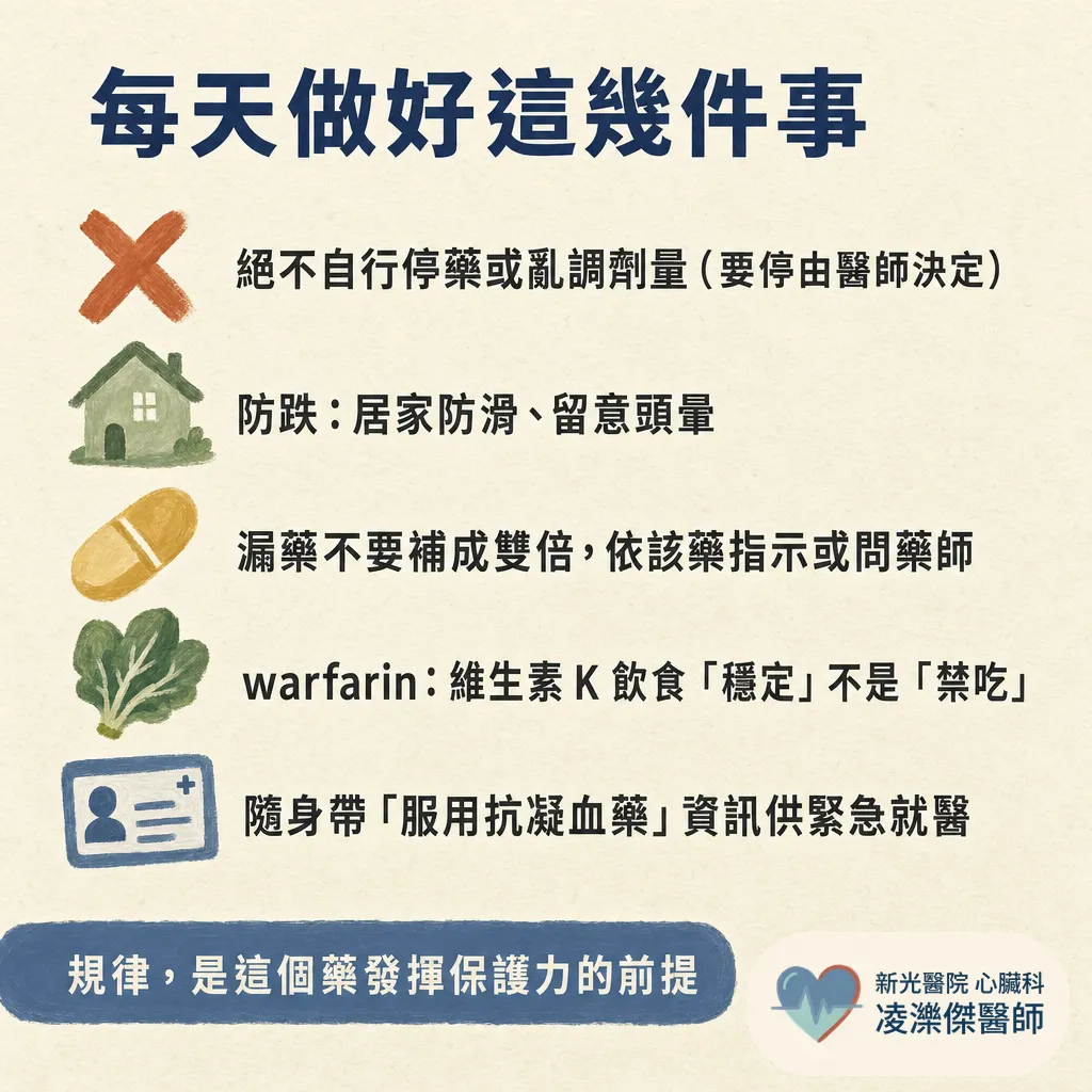 吃抗凝血藥要注意什麼？規律吃、別亂停、看得懂出血警訊 圖卡 6