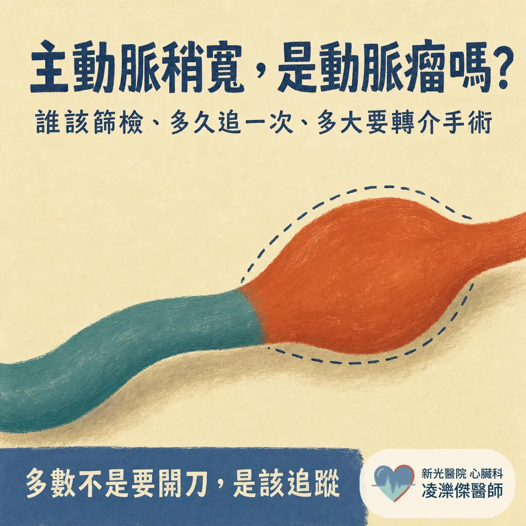 健檢說「主動脈有點寬」是動脈瘤嗎?誰該篩檢、多大要處理 圖卡 1