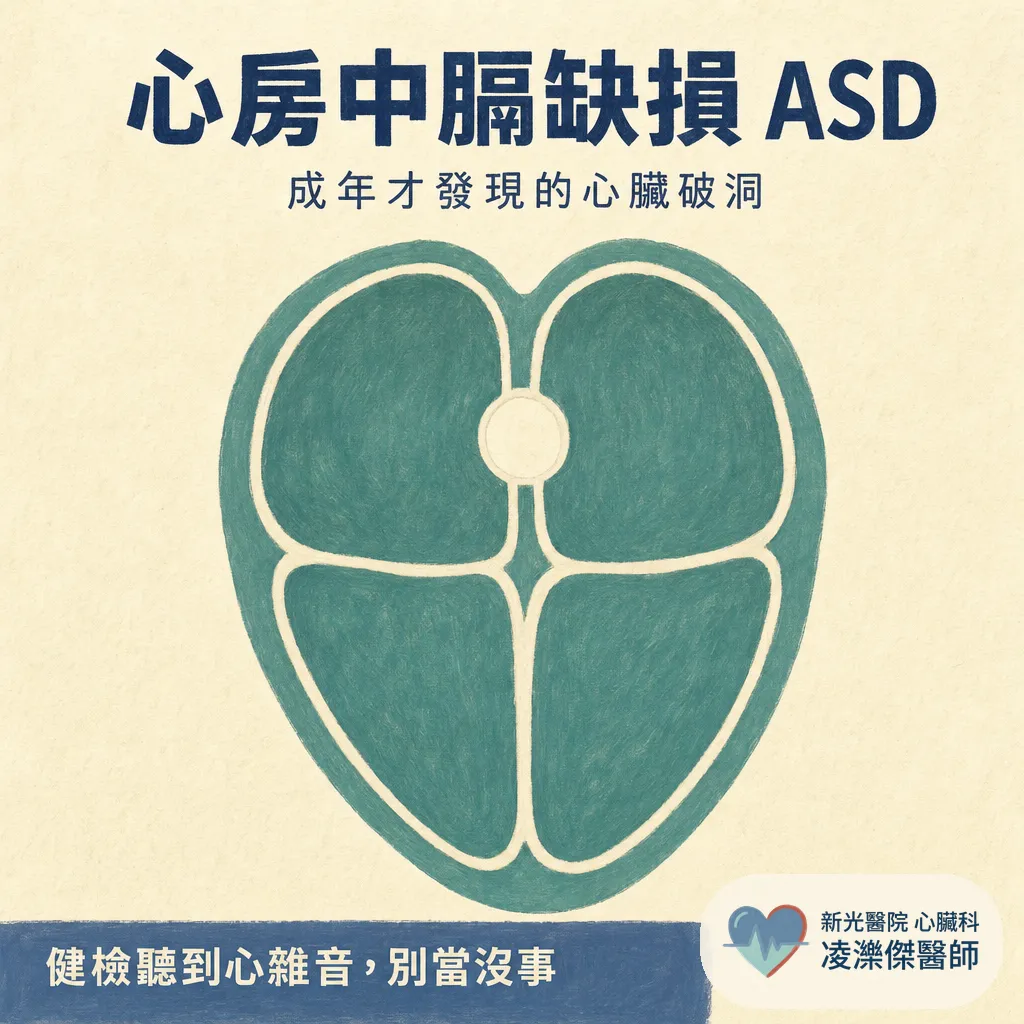 健檢聽到心雜音，才發現心房中膈缺損？成年才抓到的心臟「破洞」該不該關，心臟科醫師說清楚 圖卡 1