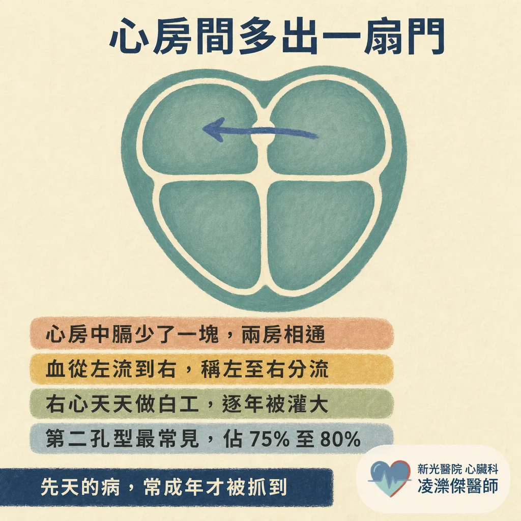 健檢聽到心雜音,才發現心房中膈缺損?成年才抓到的心臟「破洞」該不該關,心臟科醫師說清楚 圖卡 2