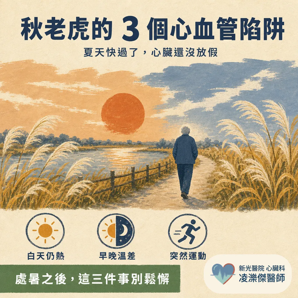 秋老虎的心血管陷阱:夏天快過了,心臟還沒放假——三個最容易鬆懈的盲點 圖卡 1