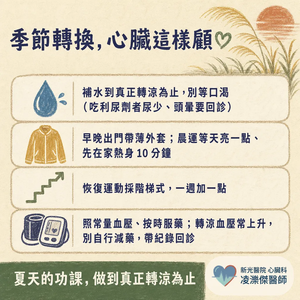 秋老虎的心血管陷阱：夏天快過了，心臟還沒放假——三個最容易鬆懈的盲點 圖卡 6