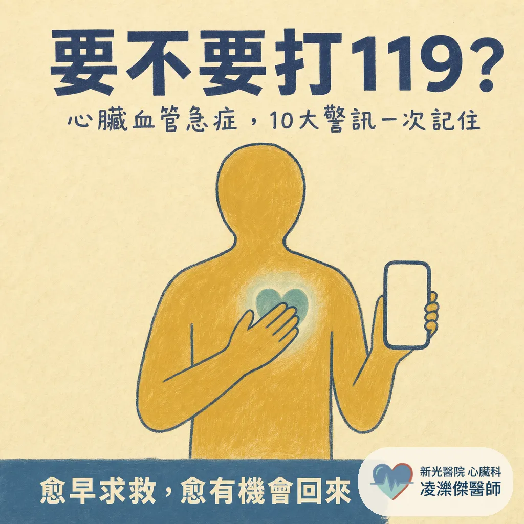 心臟血管急症懶人包：10 大警訊、何時打 119、緊急處置一次記住 圖卡 1