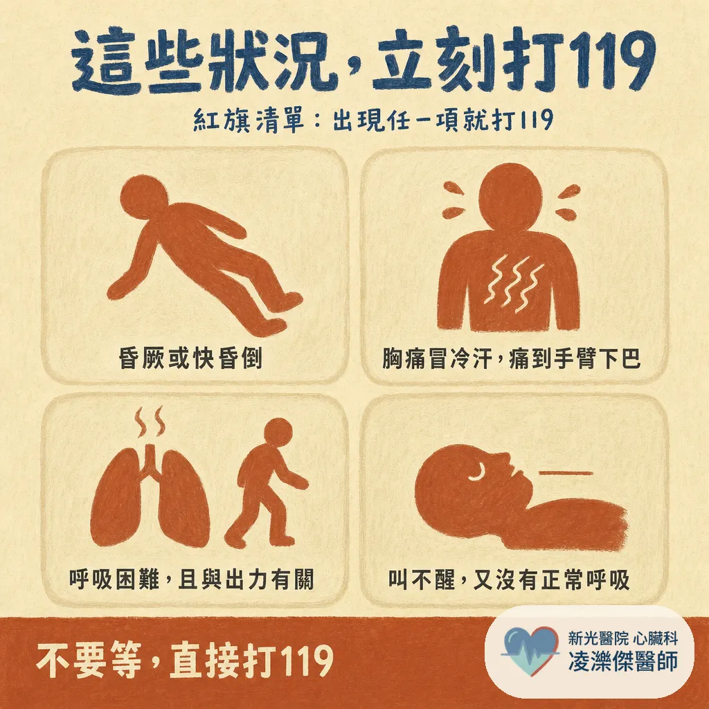 心臟血管急症懶人包：10 大警訊、何時打 119、緊急處置一次記住 圖卡 5