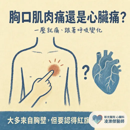 胸口肌肉痛還是心臟痛？一壓就痛、會跟著呼吸變化的胸痛是什麼