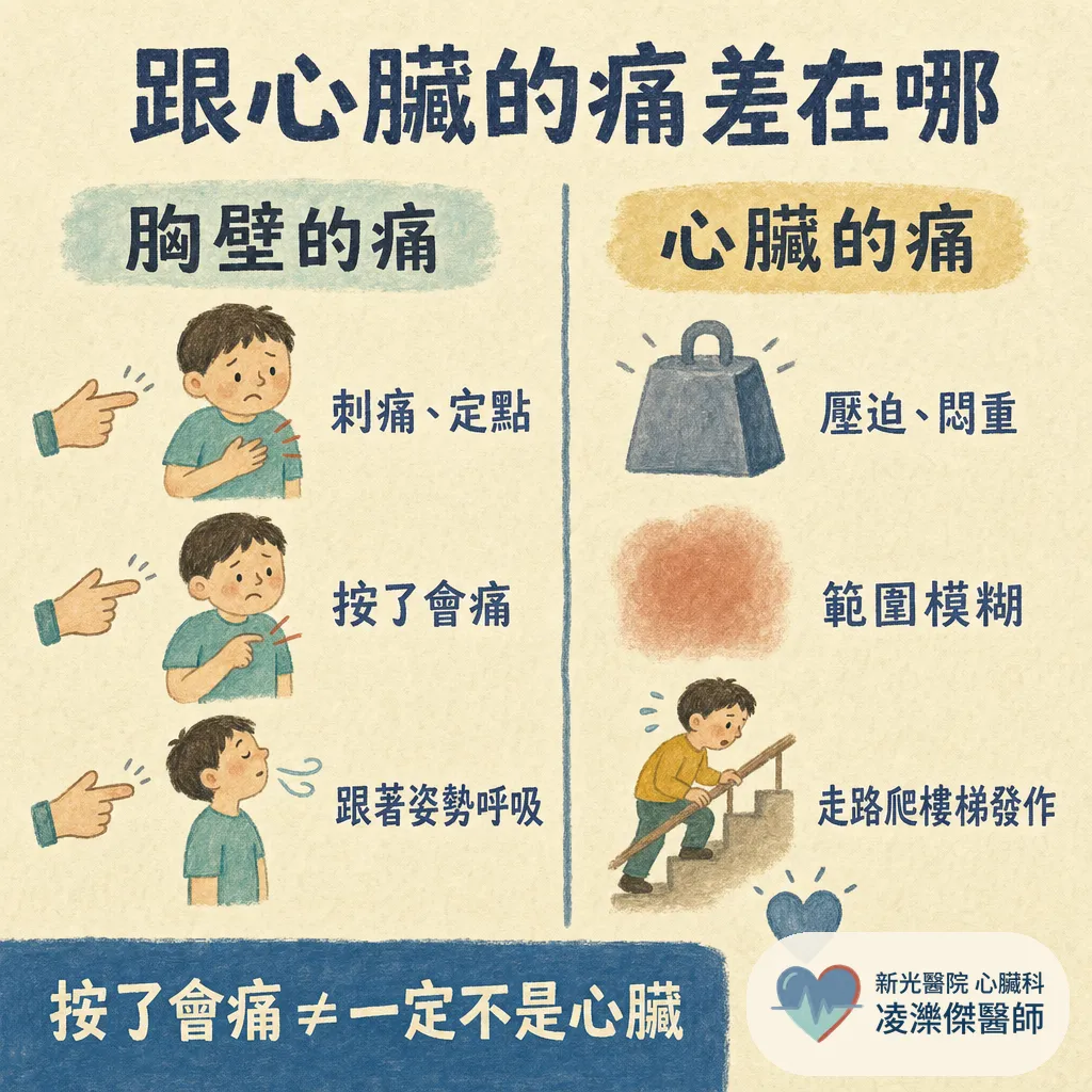 胸口肌肉痛還是心臟痛?一壓就痛、會跟著呼吸變化的胸痛是什麼 圖卡 4