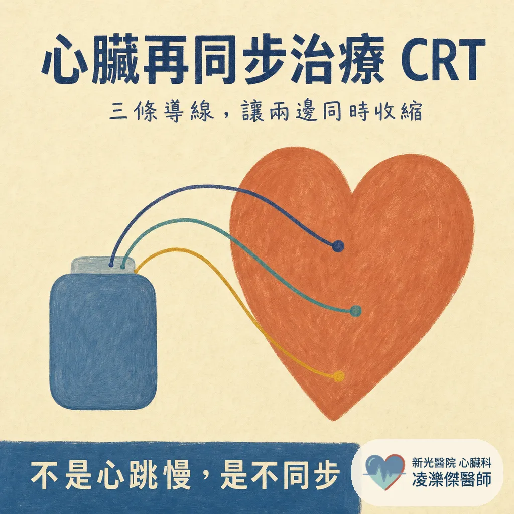 為什麼你需要心臟再同步治療（CRT）？藥都吃到位了還是喘，三條導線的節律器在做什麼 圖卡 1