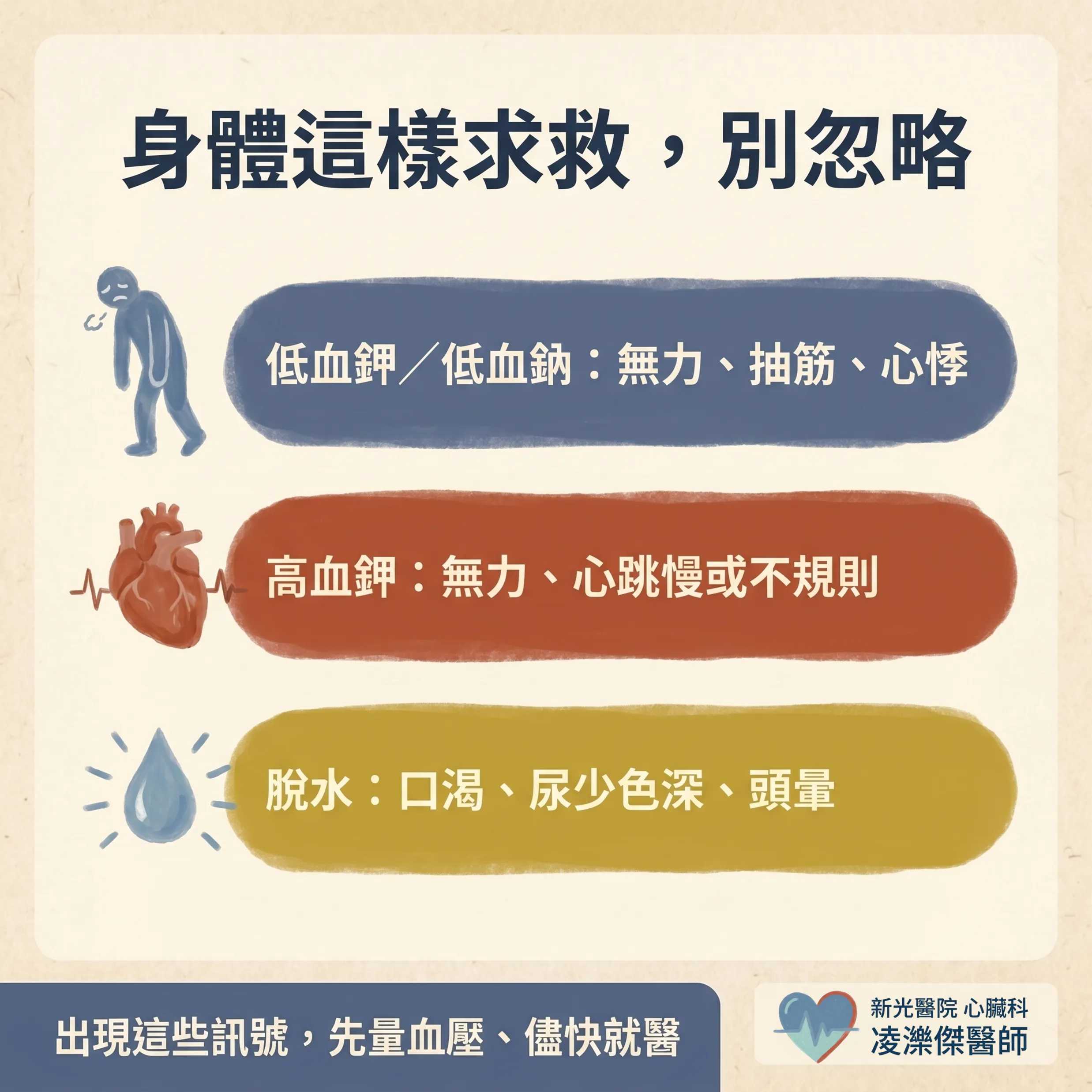 利尿劑/降壓藥:脫水與電解質失衡的居家監測 圖卡 3