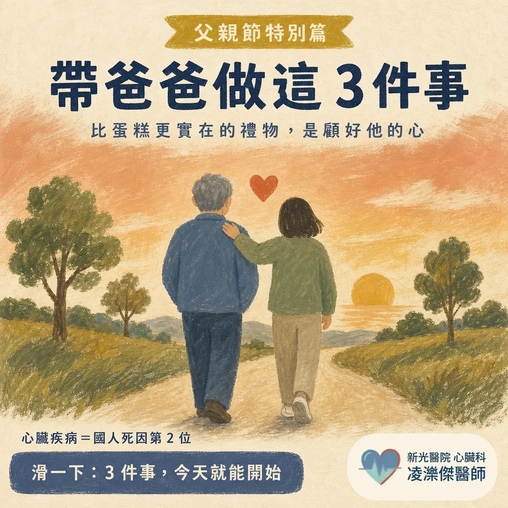 父親節帶爸爸做這 3 件事:問三高數字、認心臟病紅旗、一起養成護心習慣 圖卡 1
