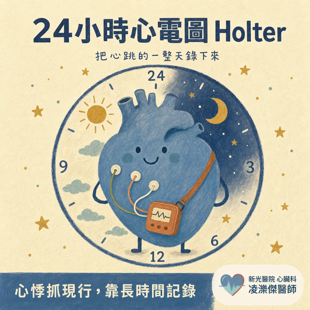 24 小時心電圖(Holter)是什麼?怎麼戴、能不能洗澡、報告怎麼看 圖卡 1
