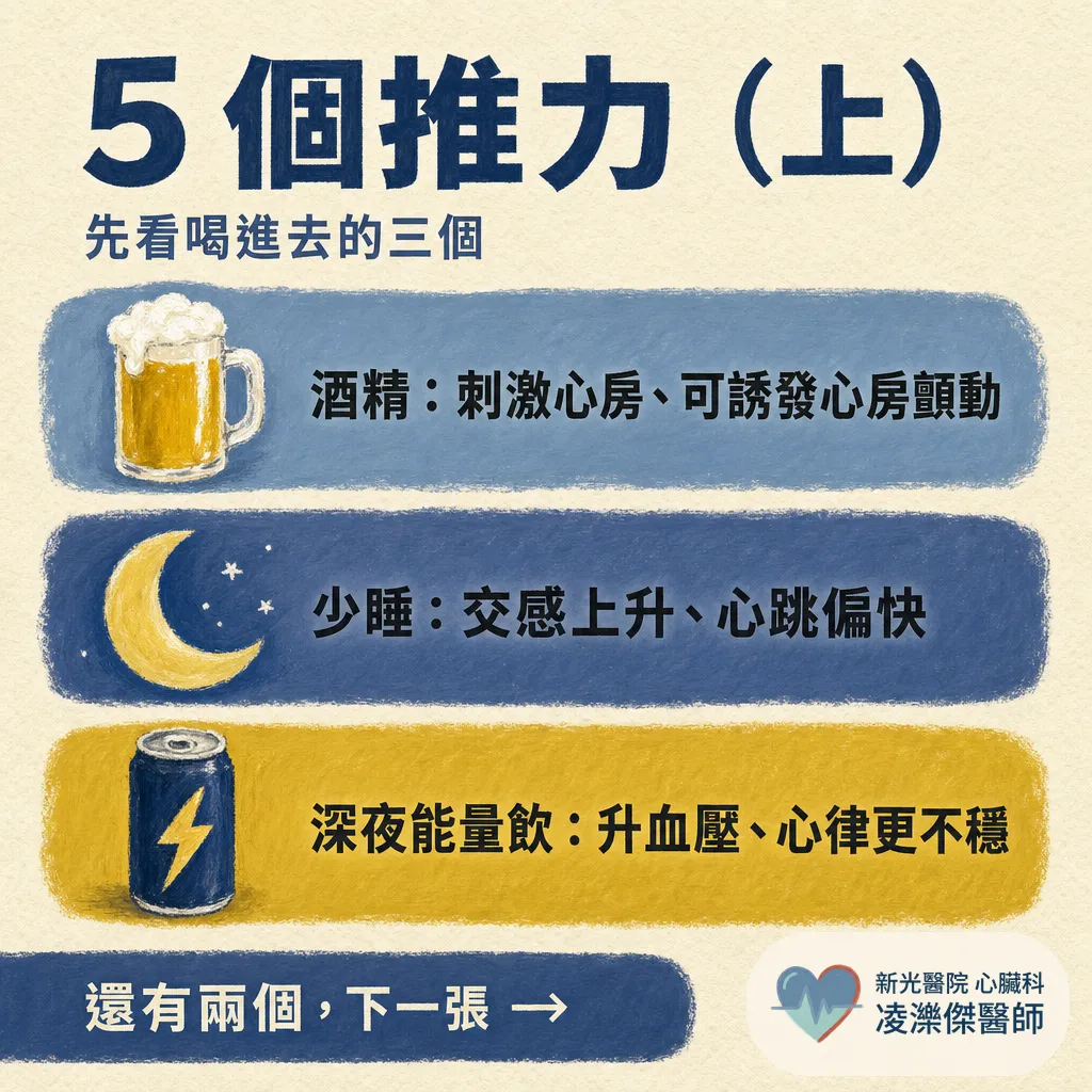 昨晚喝了又熬夜,今天心跳好快?隔天心悸胸悶的「疊加」原因 圖卡 3