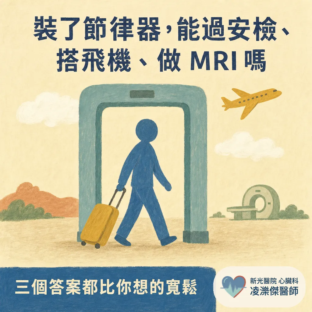裝了節律器,能過安檢、搭飛機、做 MRI 嗎?節律器生活三問完整解答 圖卡 1