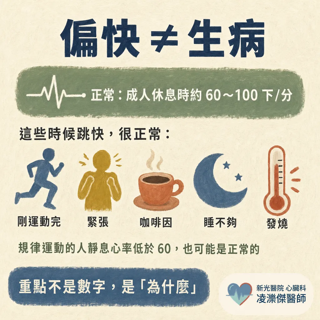 平常心跳偏快，需要處理嗎？先分清「油門」還是「電路」 圖卡 2
