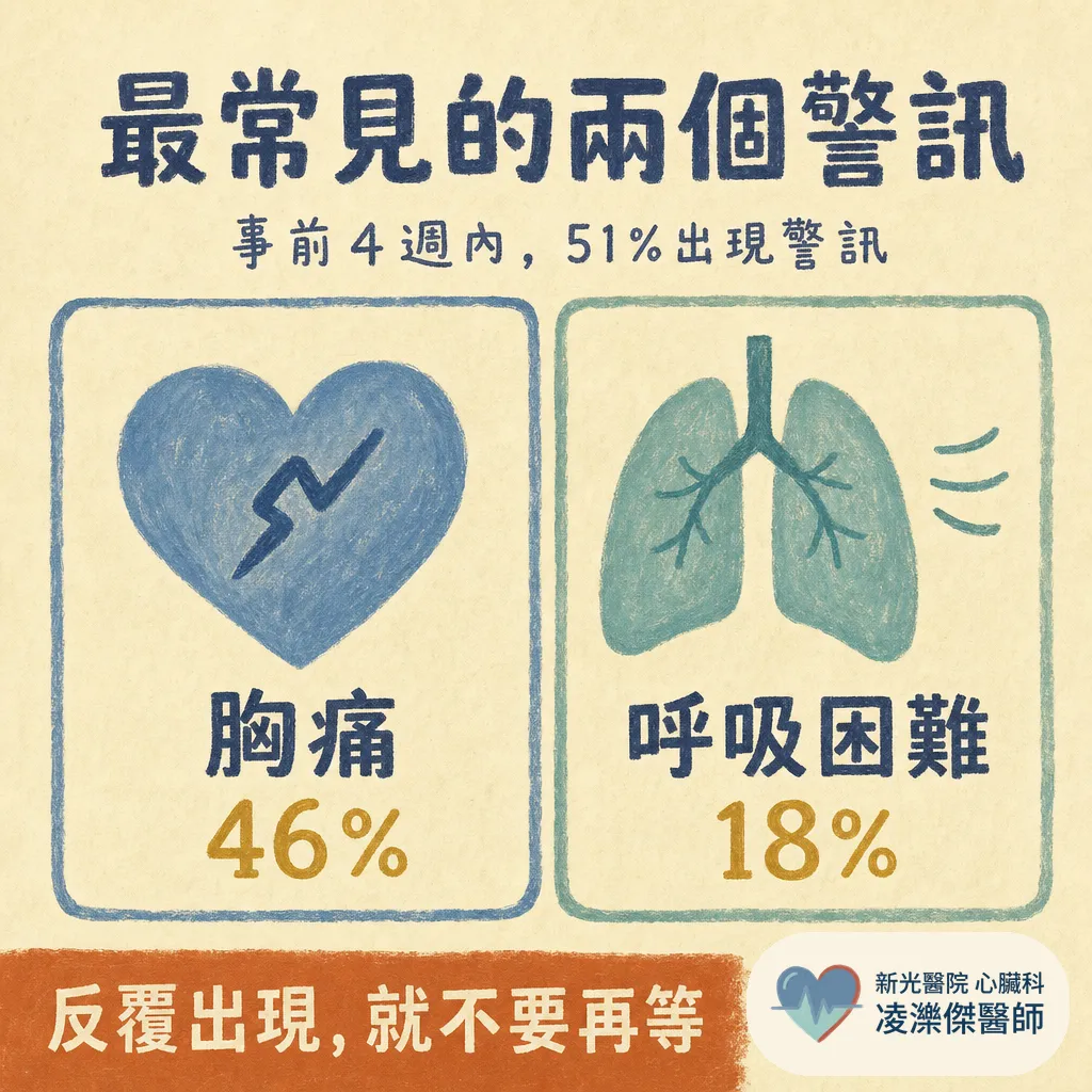 猝死不是毫無預警:半數事前有警訊,胸痛與喘最常見——高風險族群與預防完整解說 圖卡 2
