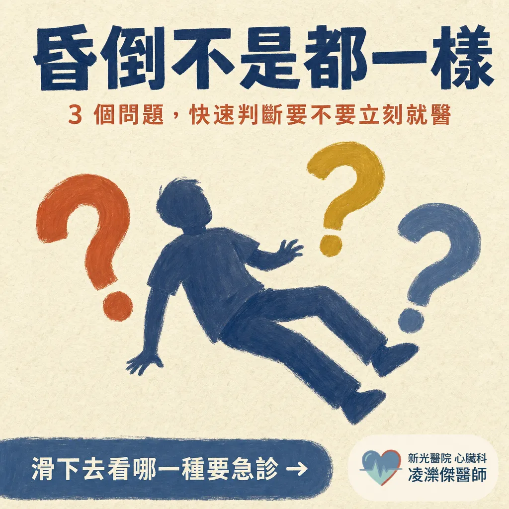 昏倒不是都一樣:3 個問題快速判斷「需不需要立刻就醫」 圖卡 1