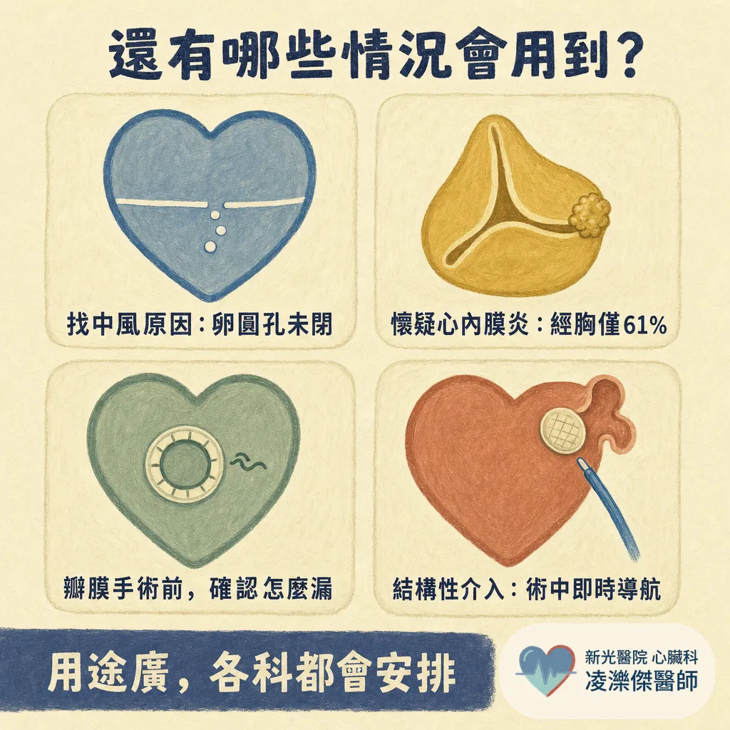 經食道心臟超音波（TEE）會不會很痛？在檢查什麼、流程與安全性一次說清楚 圖卡 4