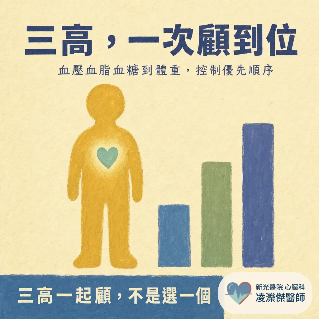 三高總整理:血壓、血脂、血糖到體重,心臟科醫師的控制優先順序 圖卡 1