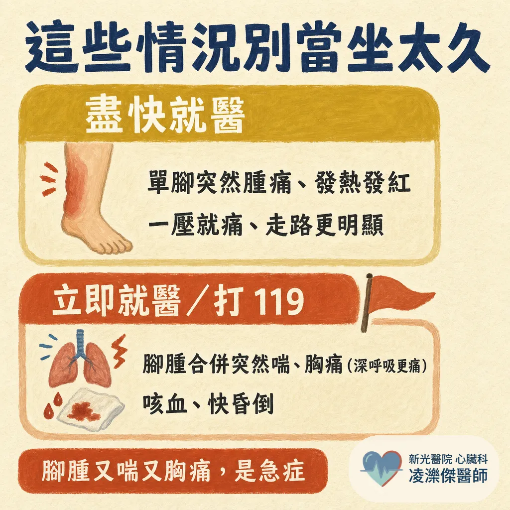 下飛機腳腫，是正常還是血栓？——分辨重力性水腫與 DVT 警訊 圖卡 4