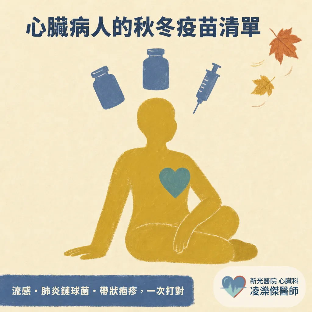 心臟病人的秋冬疫苗清單:流感、肺炎鏈球菌、帶狀疱疹一次打對 圖卡 1